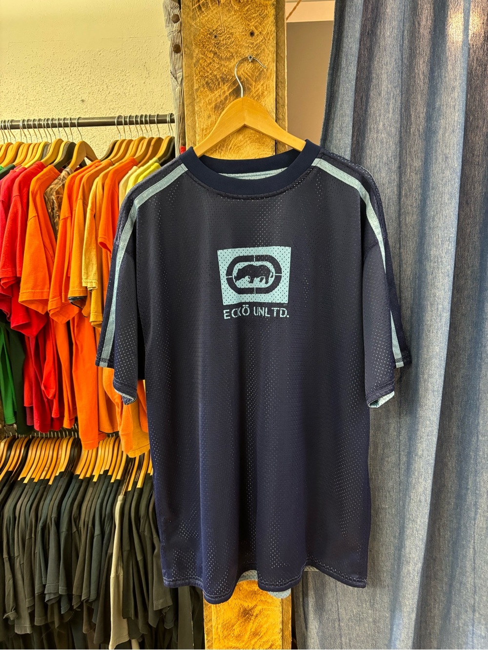 Ecko Unlimited Navy Short-Sleeve Athletic Mesh Tee (reversible)